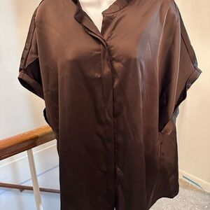 SHEIN Chocolate Brown Satin Blouse